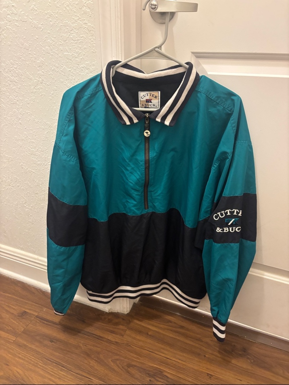Cutter & Buck Teal and Black Half-Zip Athletic Pullover